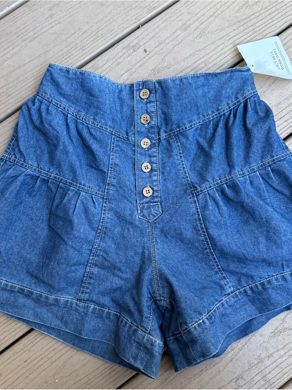 Cicy Bell Women’s Blue Denim People Balloon Shorts Button Front Free Style Sz 6